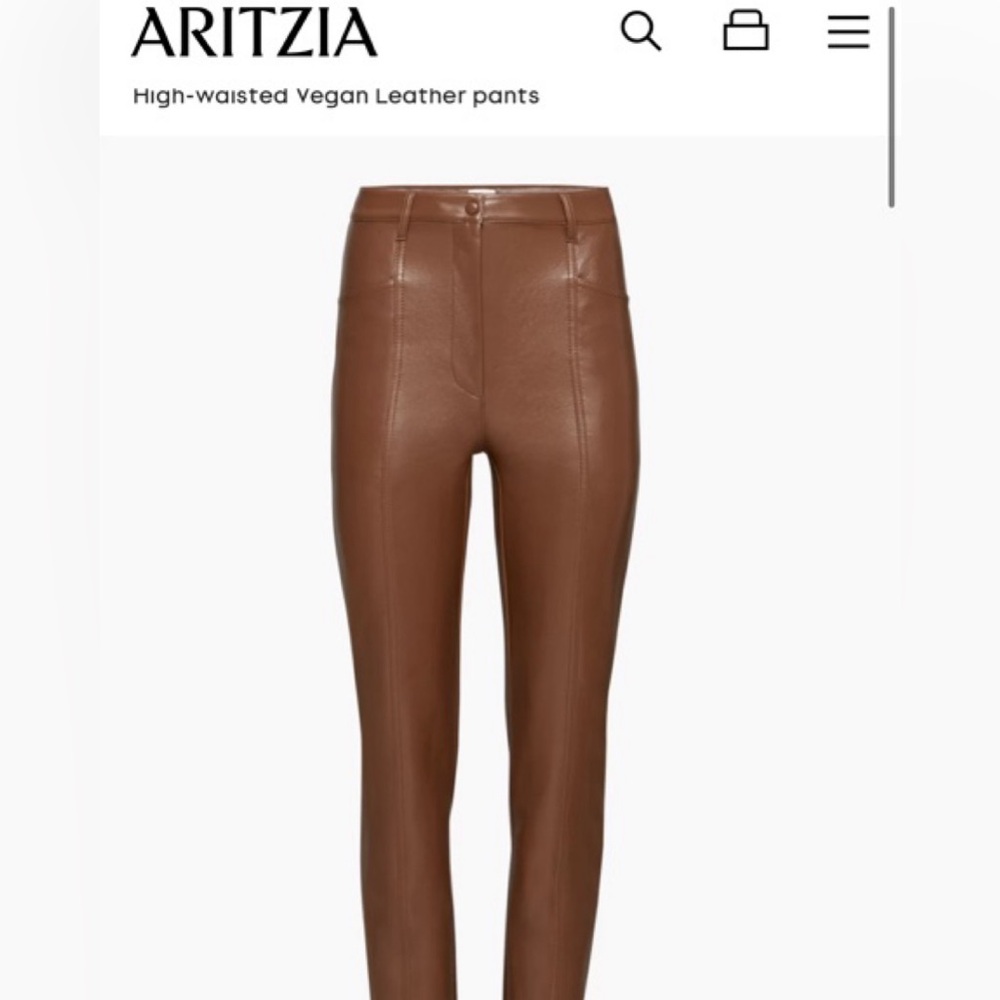 NWT Aritzia Wilfred Rebel Brown Vegan Leather Trousers
